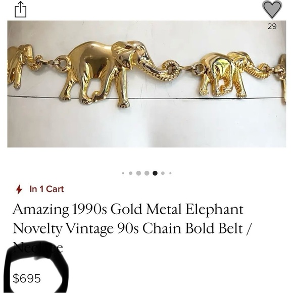 DC Women’s Vintage Silver Tone Metal Elephant Adjustable Chainlink Belt 27-37” main image 10